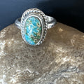 Women's Blue Sonoran Turquoise Navajo Ring Size 10 | Sterling Silver | Authentic Native American Handmade | 18004