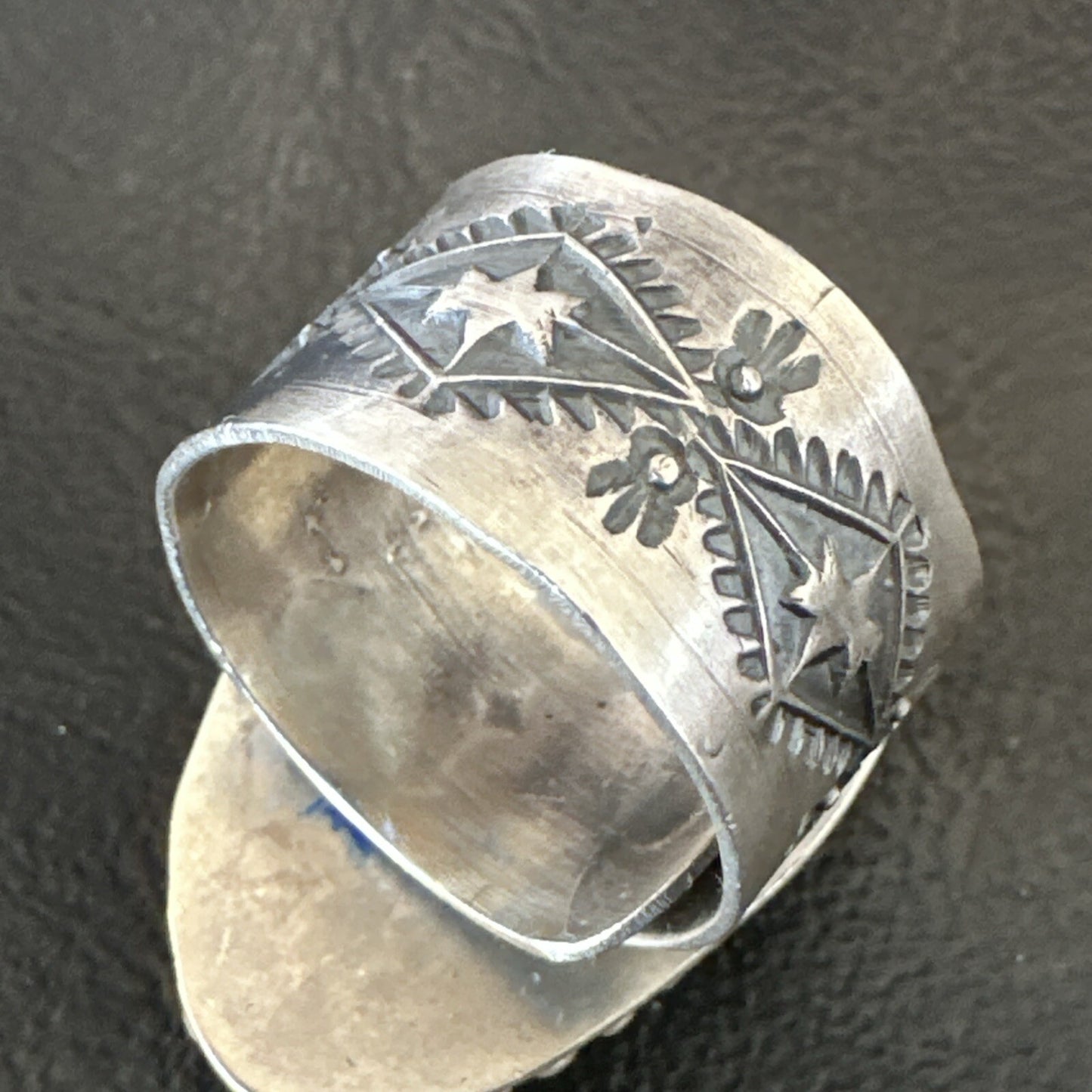 Navajo Sterling Silver Blue Green Turquoise Adjustable Ring Sz 10 18769