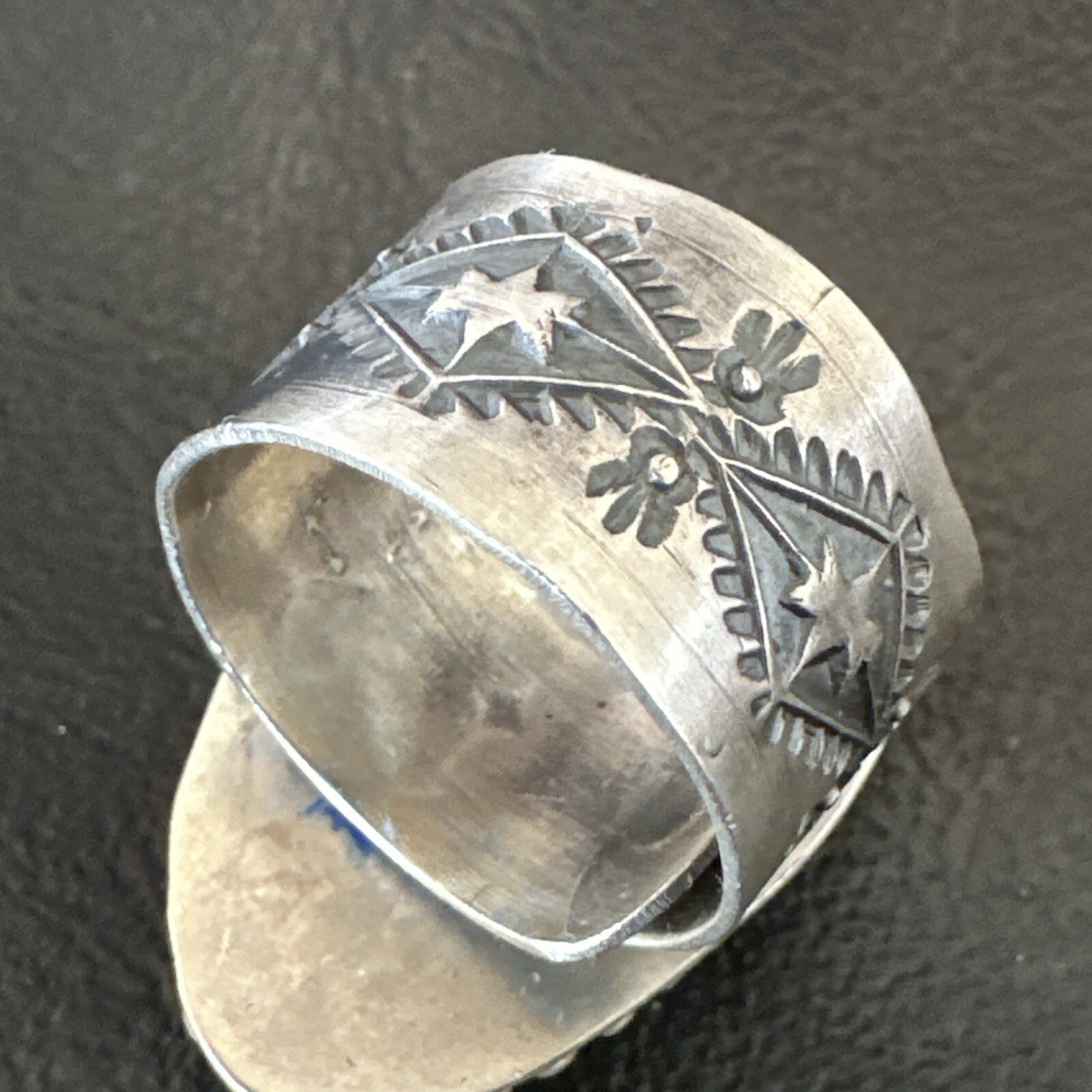 Navajo Sterling Silver Blue Green Turquoise Adjustable Ring Sz 10 18769