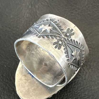 Navajo Sterling Silver Blue Green Turquoise Adjustable Ring Sz 10 18769