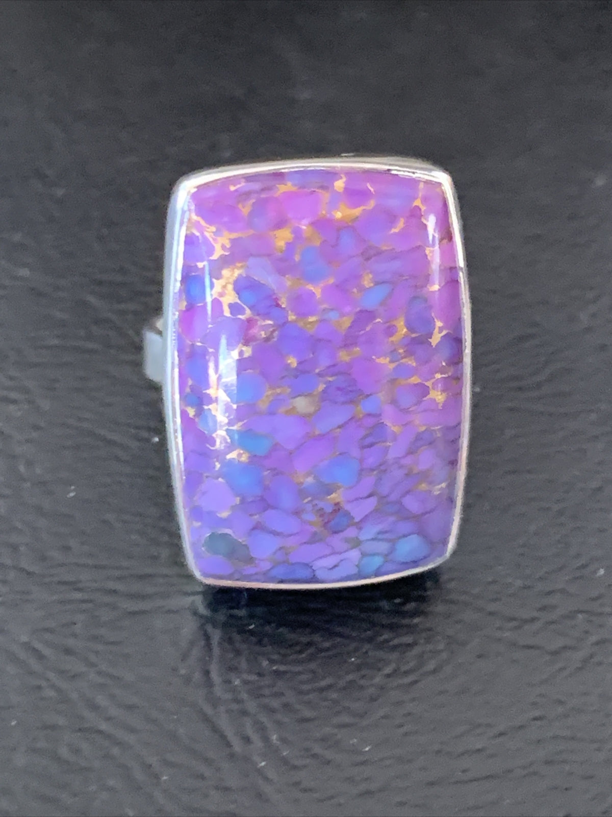 Purple Mohave Turquoise Navajo Sterling Silver Ring Size 8.5 Adjustable 11797