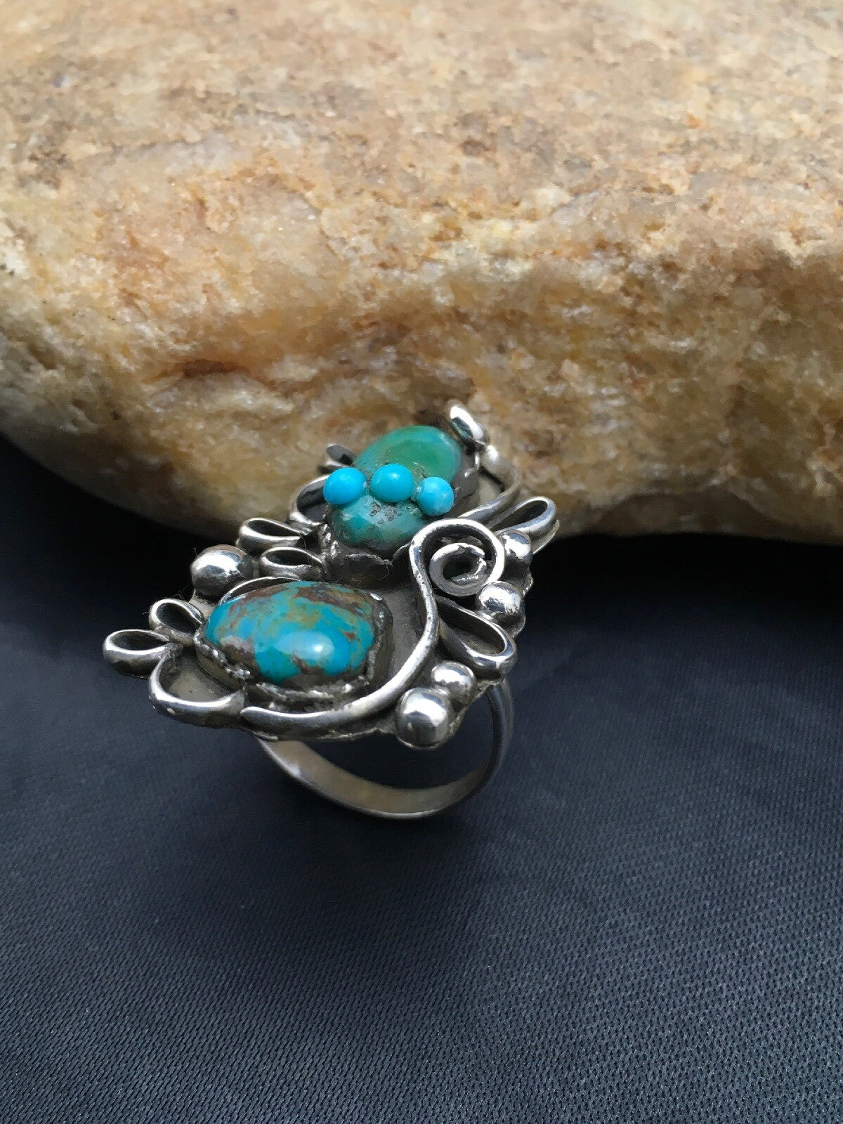 Turquoise Indian Navajo Sterling Silver Native American Ring Size 8.75 03182