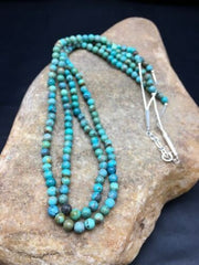 Navajo Blue Turquoise Necklace 2 Strand | Sterling Silver | Authentic Native American Handmade | 8960