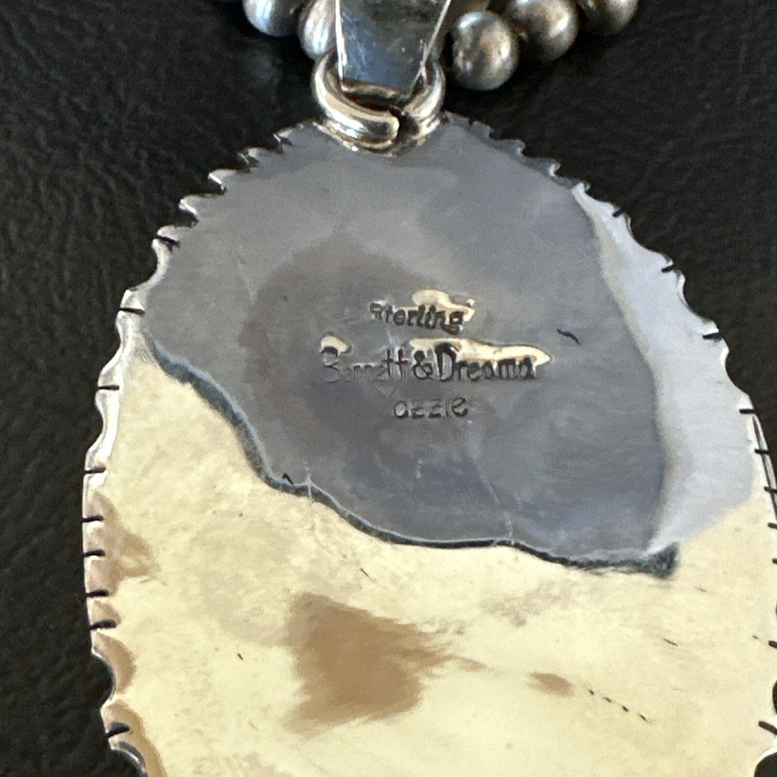 Mens Women Navajo Sterling Silver Green Turquoise Necklace Pendant 18195