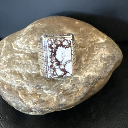 Mens Wild Horse Turquoise Navajo Sterling Silver Ring Sz 13.5 19409