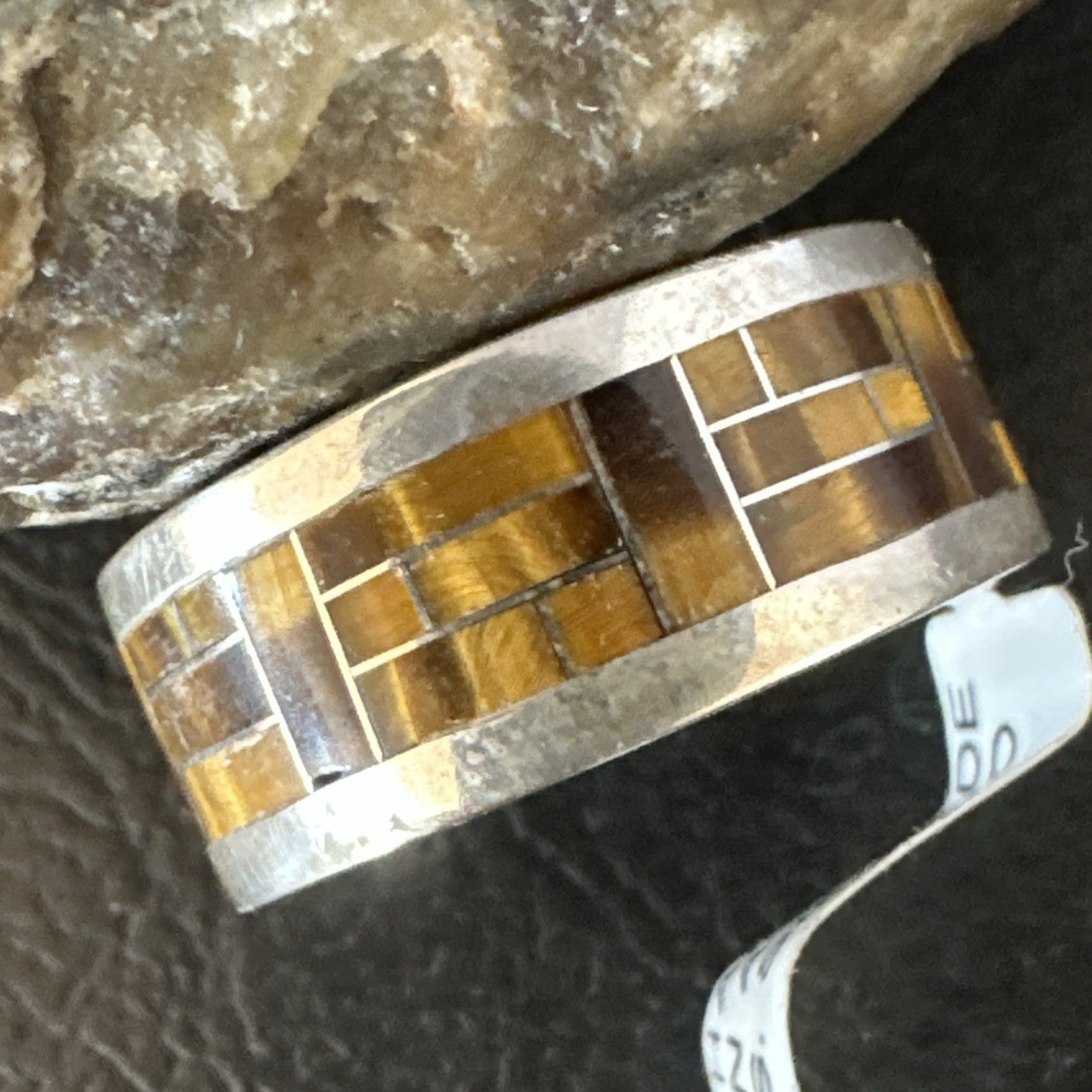 Brown Mens Infinity Band Tigers Eye Navajo Sterling Silver Ring Size 11 19051
