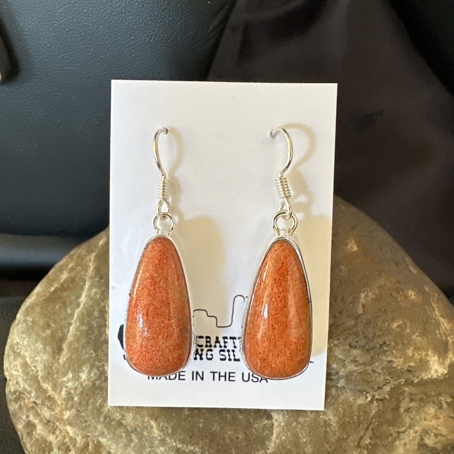 Apple Sponge Coral Lariat Necklace Pendant Earrings Sterling Silver 16” 18973