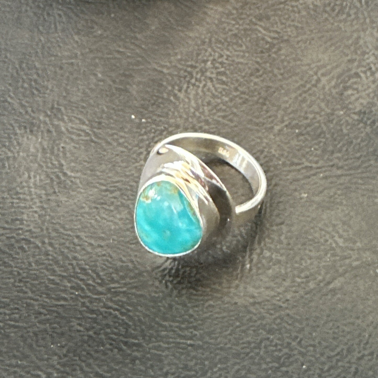 Southwestern Sterling Silver Blue Kingman Turquoise Ring Size 6 18535