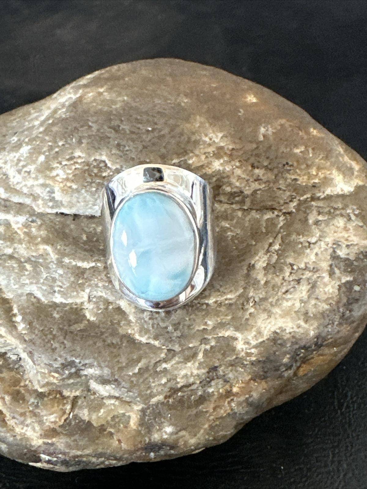 Womens Blue Larimar Navajo Sterling Silver Ring Size 5 17676