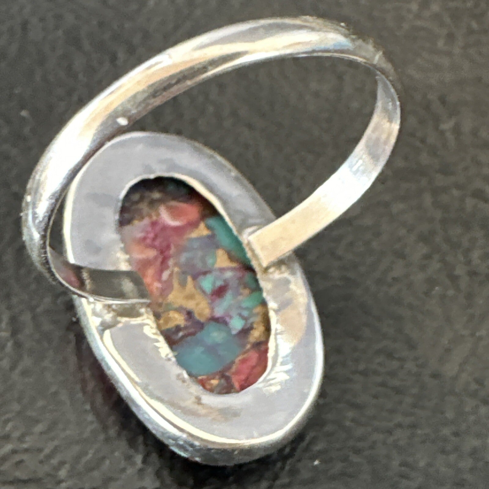 Blue Turquoise Spiny Oyster Southwestern Sterling Silver Ring Size 11 18450