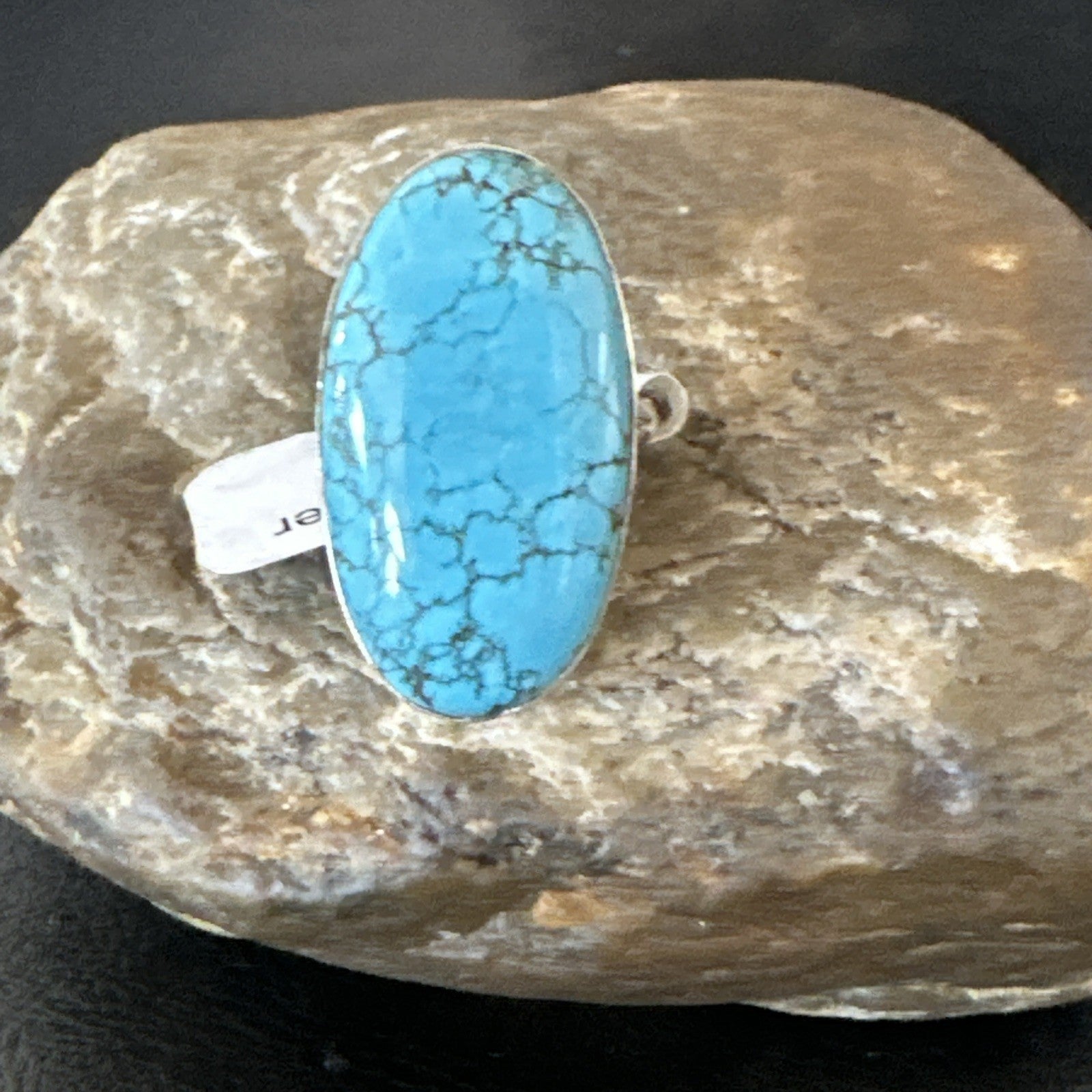 Blue Turquoise#8 Southwestern Sterling Silver Ring Size 8 19749
