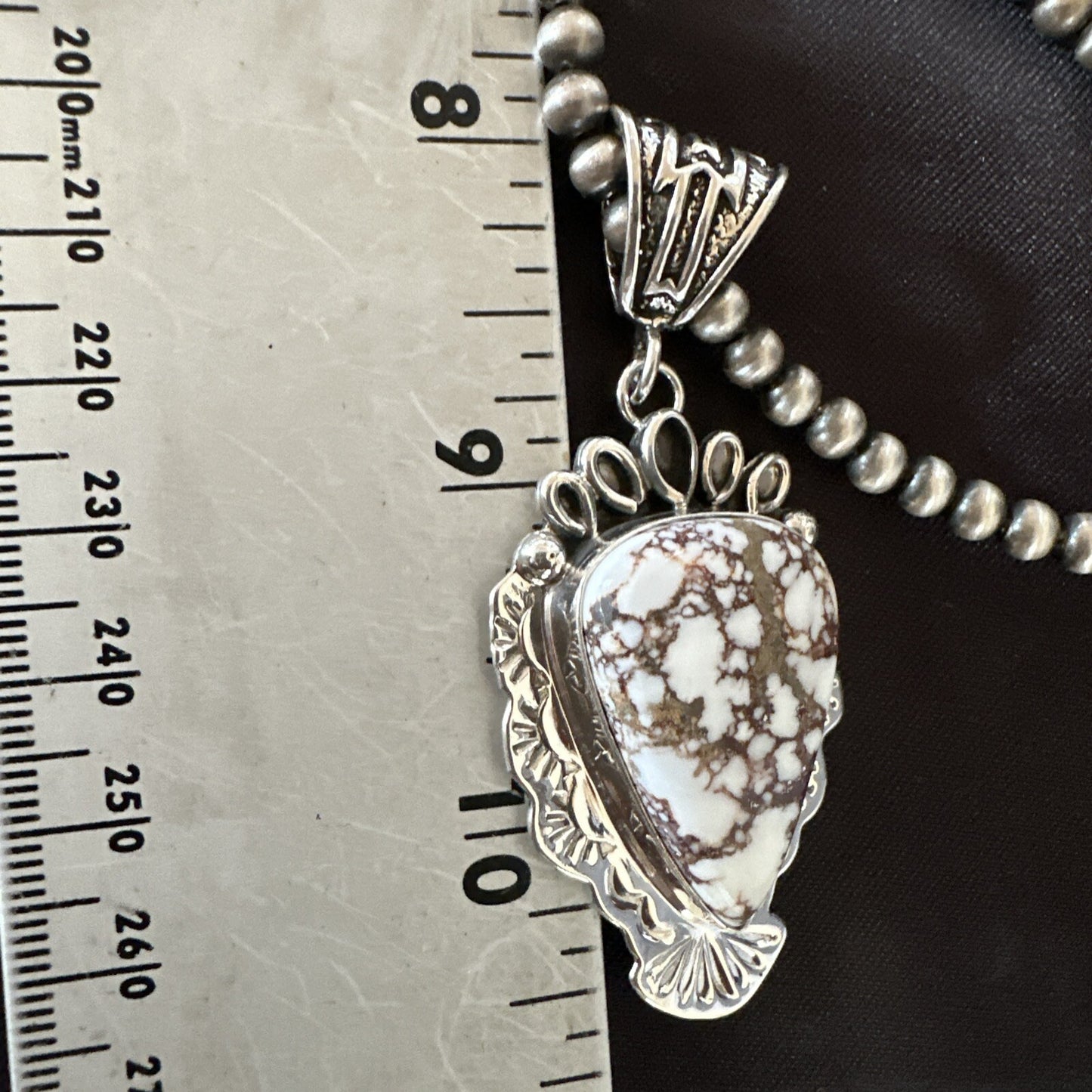Wild Horse Turquoise Pendant Sterling Silver Beads Necklace 18016