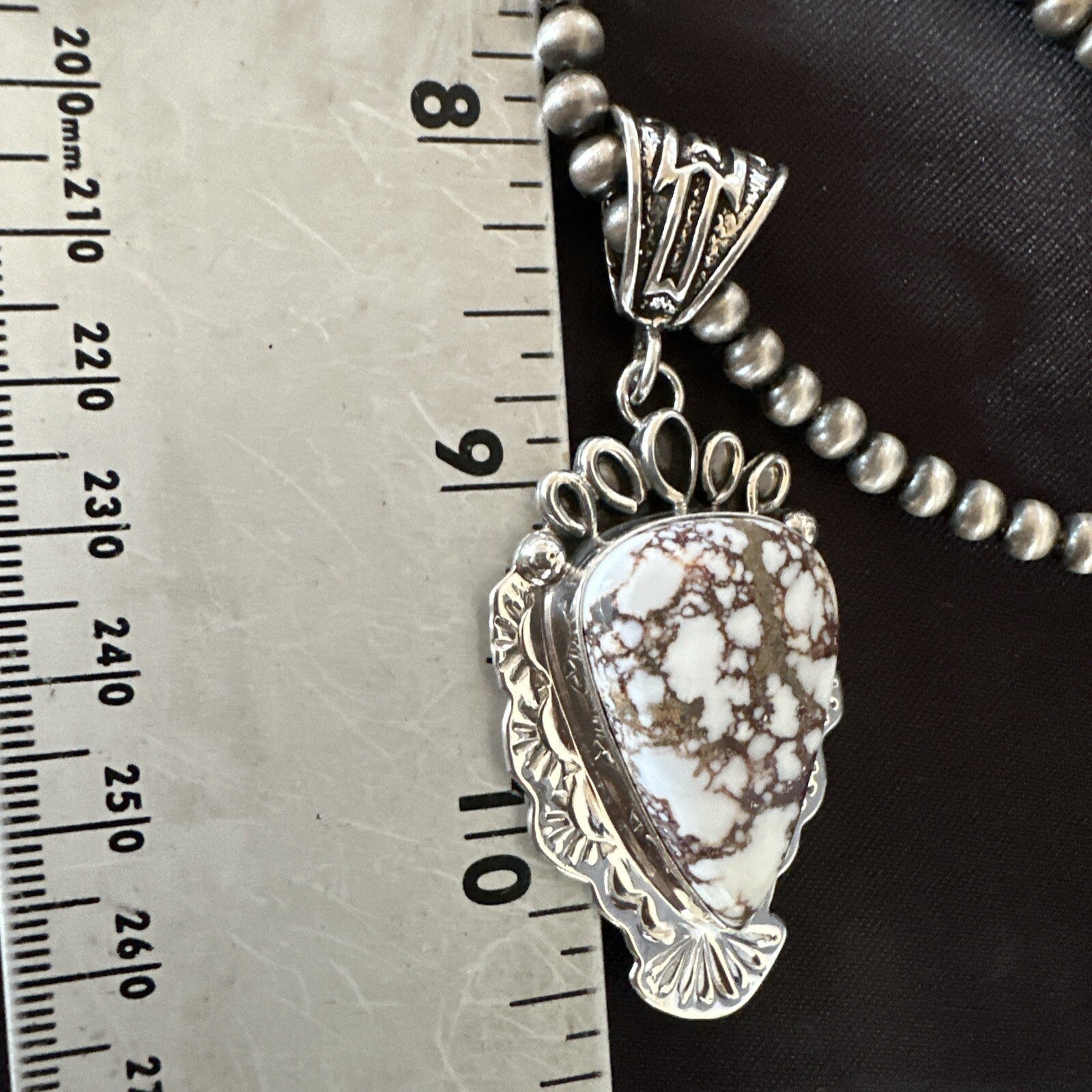 Wild Horse Turquoise Pendant Sterling Silver Beads Necklace 18016