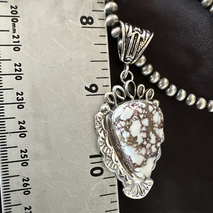 Wild Horse Turquoise Pendant Sterling Silver Beads Necklace 18016