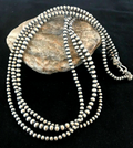 4, 5, 6mm Beads 3 Strand 36"Necklace | Sterling Silver | Authentic Native American Handmade