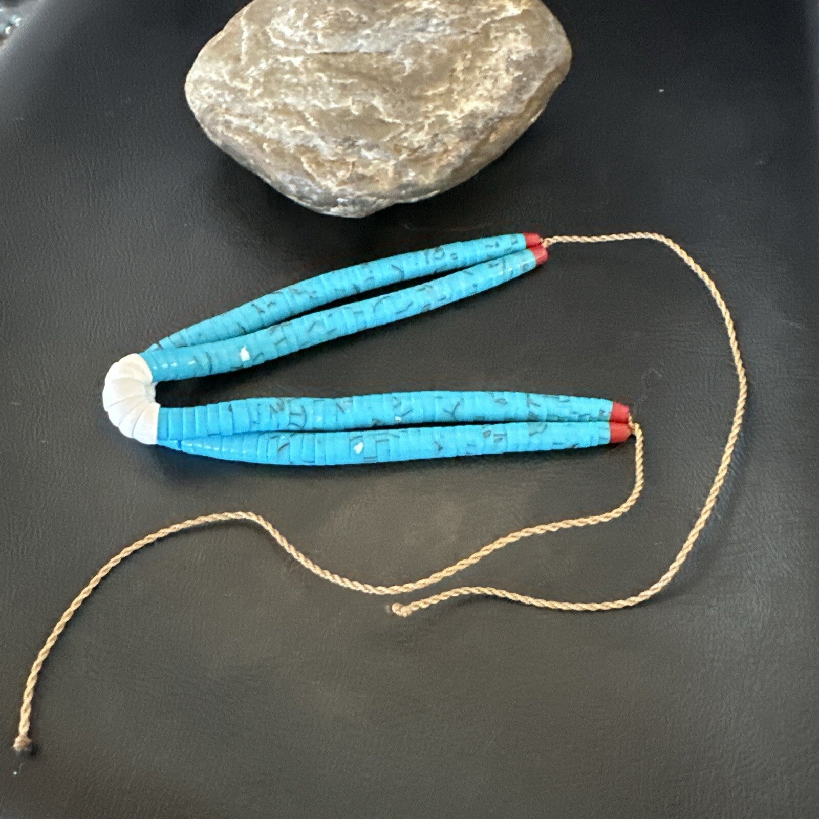 Stabilized Blue Turquoise Jacla Double White Santo Domingo 4.5" 18165