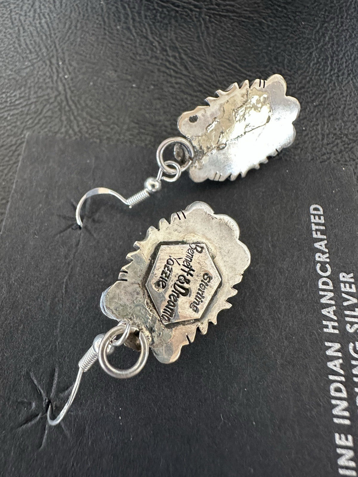 Handmade Pink Queen Conch Sterling Silver Navajo Dangle Earrings Yazzie 19535
