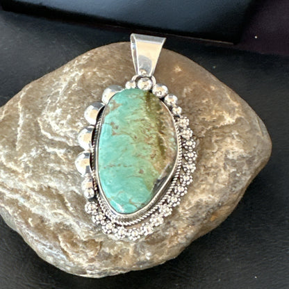 Men Women Green Royston Turquoise Pendant Navajo Sterling Yazzie 19523
