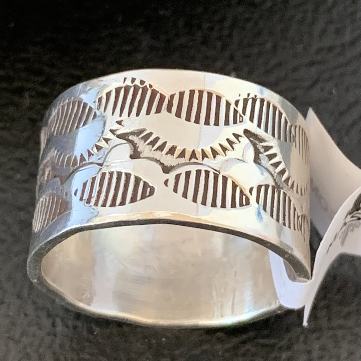 Mens Wide Band Navajo Sterling Silver Ring Size 9 10973N