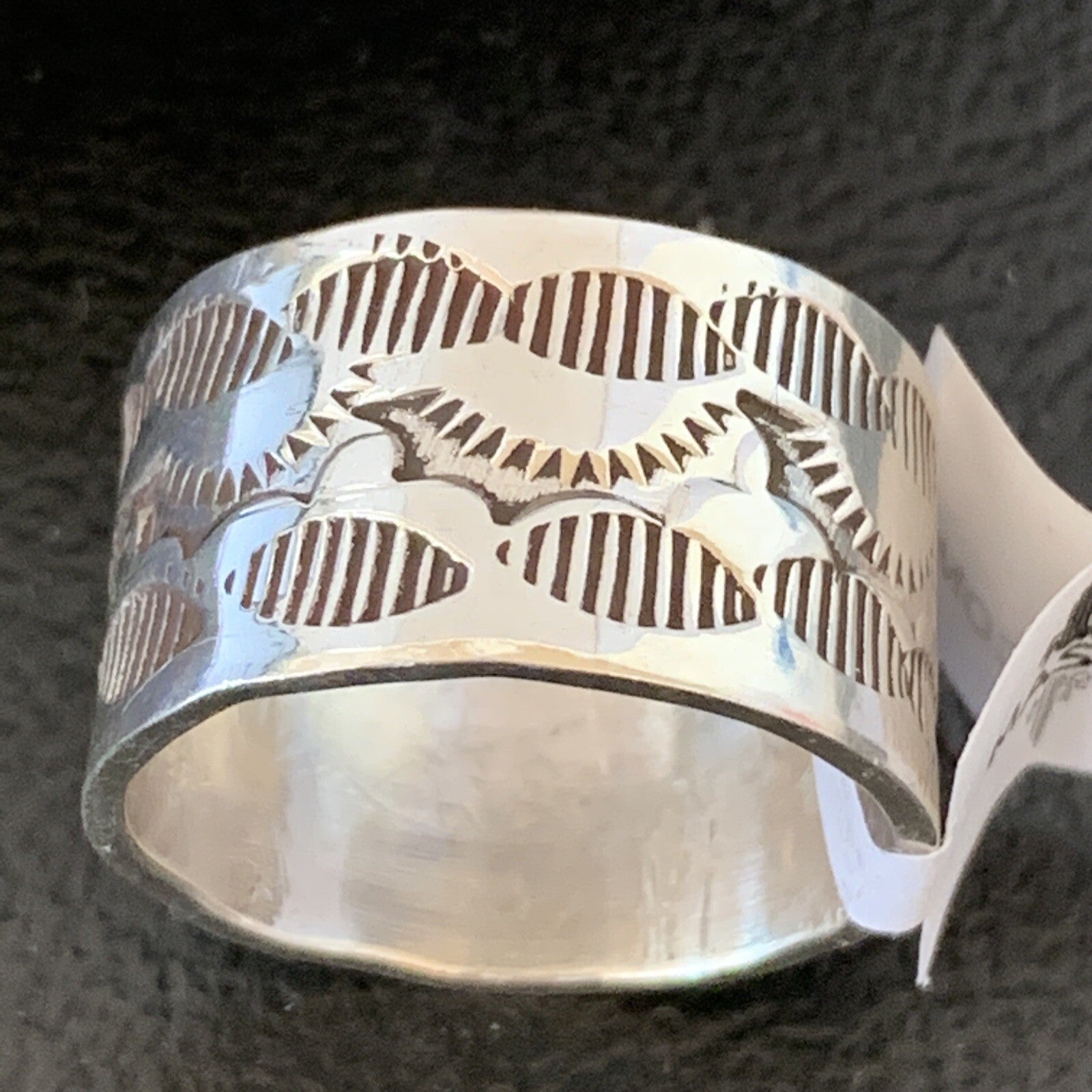 Mens Wide Band Navajo Sterling Silver Ring Size 9 10973N