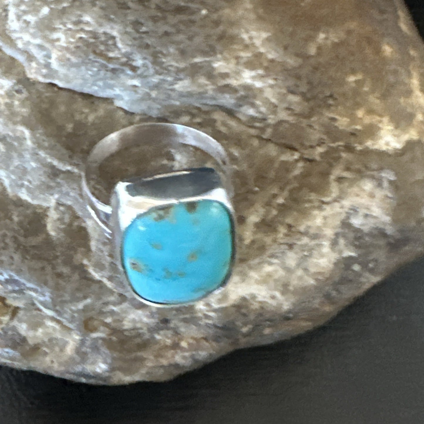 Men Women Blue Kingman Turquoise Navajo Sterling Silver Ring Size 9.5 19333