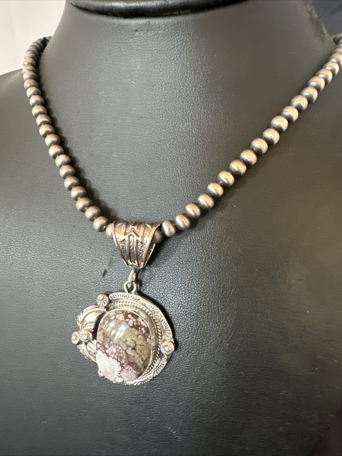 Mens Womens Wild Horse Turquoise Pendant Navajo Sterling Silver Necklace 17802