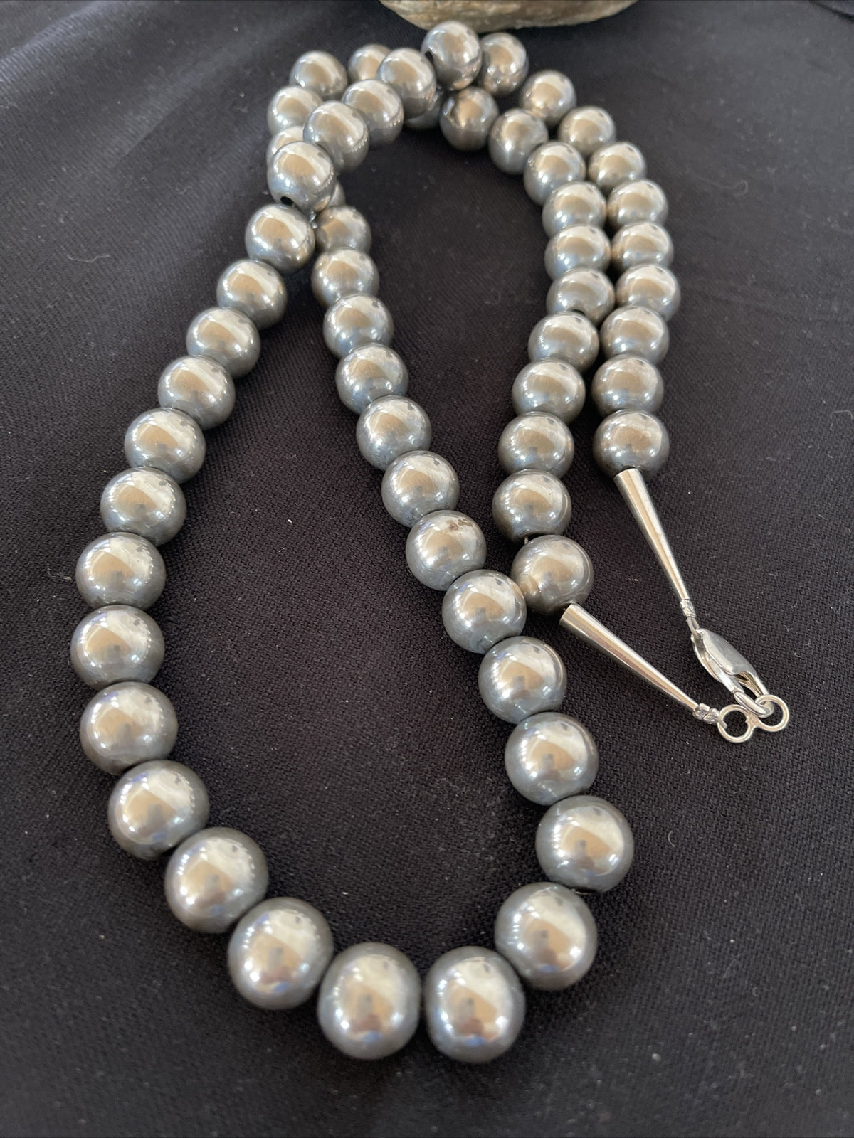 Native American 14mm Sterling Silver Navajo Pearls 28" Single-Strand Necklace