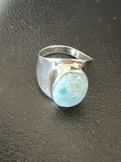 Womens Blue Larimar Navajo Sterling Silver Ring Size 9 17673