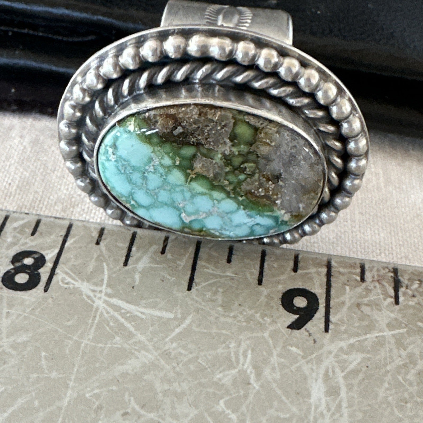 Navajo Sterling Silver Green Royston Turquoise Ring Size 7 19630