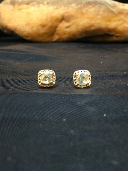 Native American Blue Topaz Studs Navajo Sterling Silver Earrings 08987