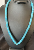 Robin Egg Blue Turquoise Heishi Navajo Necklace 18" | Sterling Silver | Authentic Native American Handmade | 18326
