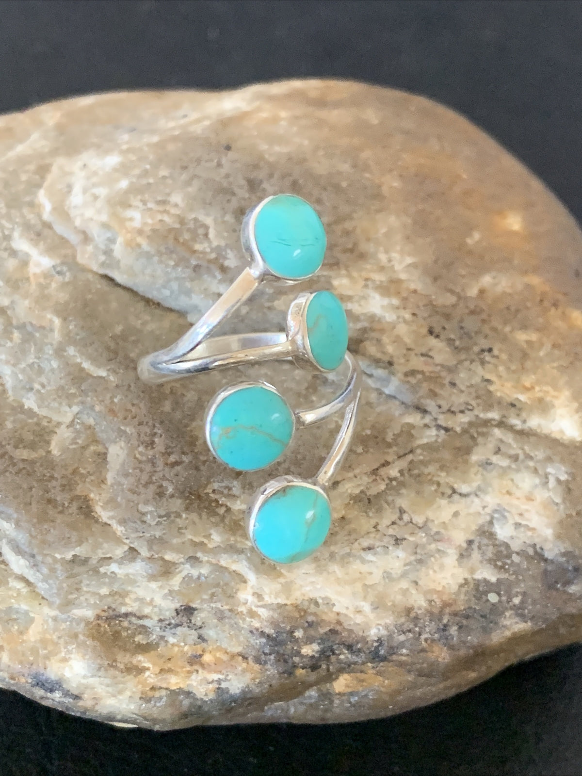 Blue Kingman Turquoise Southwestern Sterling Silver Ring Size 6 19460