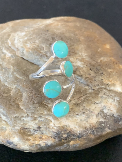 Blue Kingman Turquoise Southwestern Sterling Silver Ring Size 6 19460