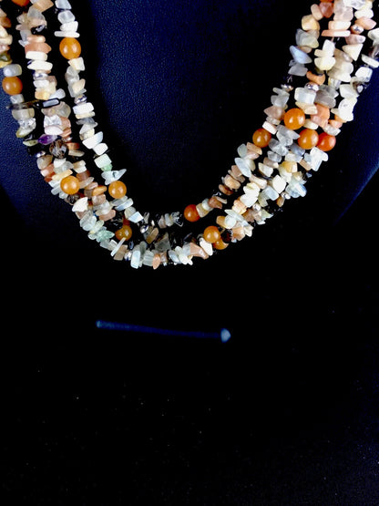 Carnelian 4 strand Navajo Sterling Silver Native American Necklace 21" 03333