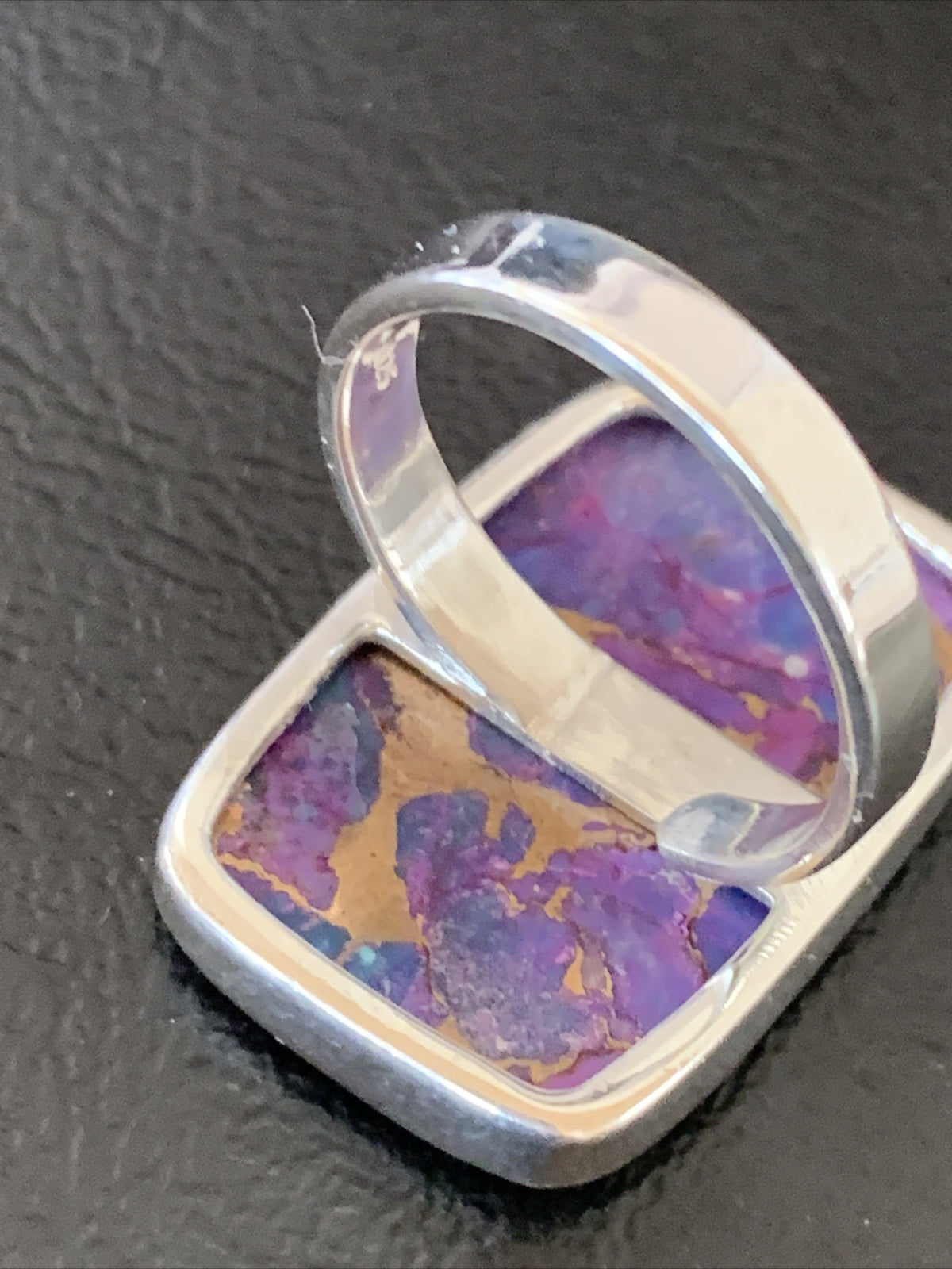 Purple Mohave Turquoise Navajo Sterling Silver Ring Size 8.5 Adjustable 11799