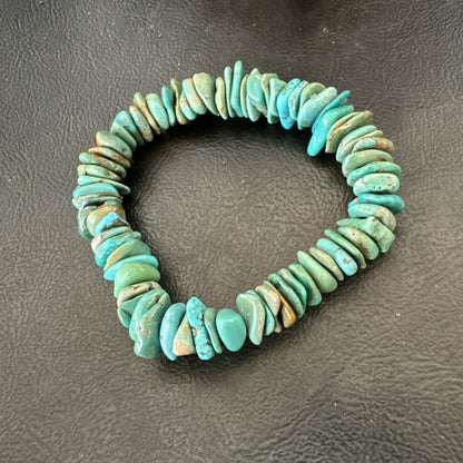 Mens Womens Blue Green Turquoise Stretch Stone Friendship Bracelet 7" 18856