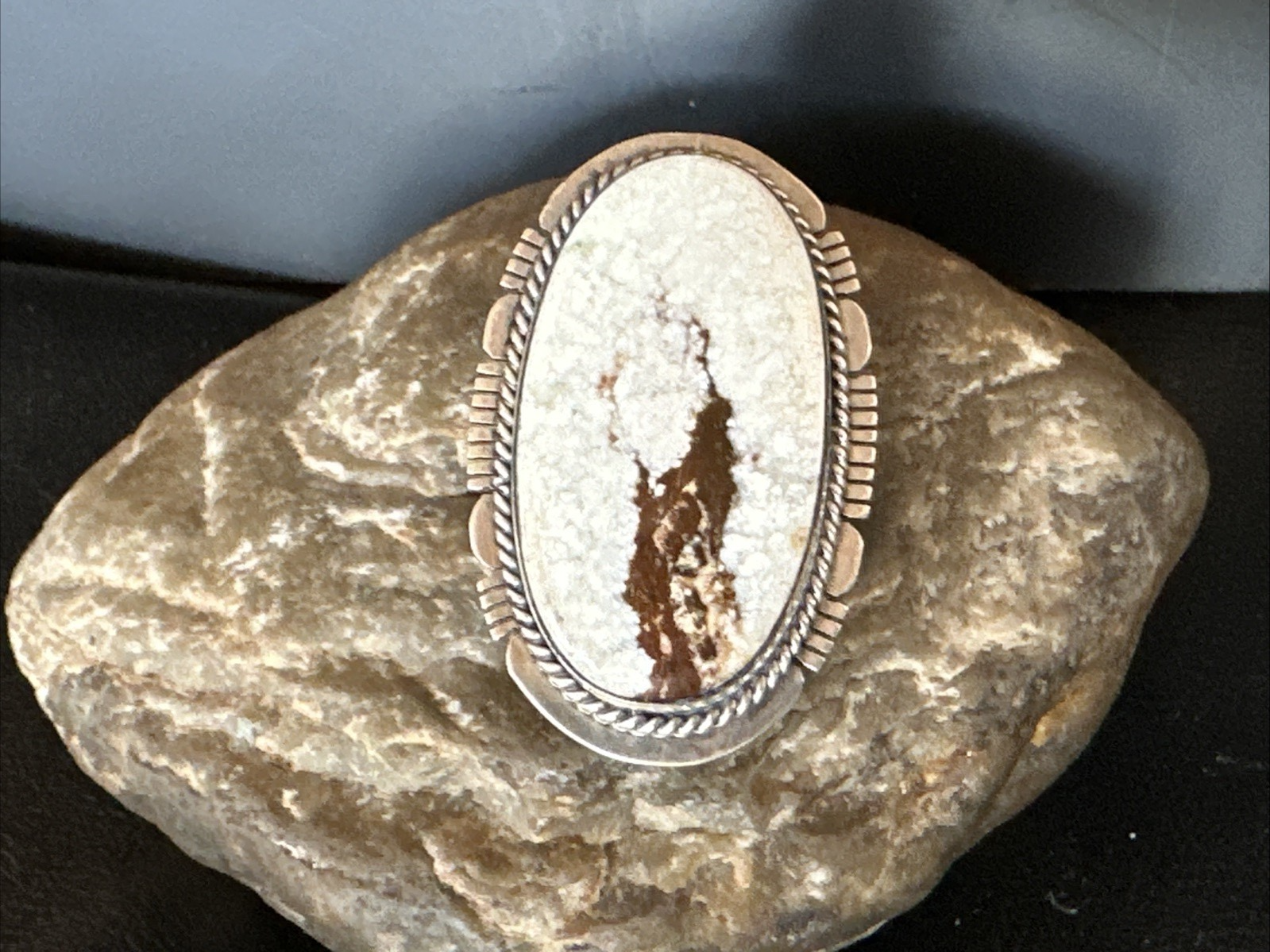 Native American Wild Horse Turquoise Navajo Sterling Silver Ring Size 6.5 19823