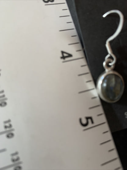 Native American Navajo Blue Labradorite Sterling Silver Dangle Earrings 13069