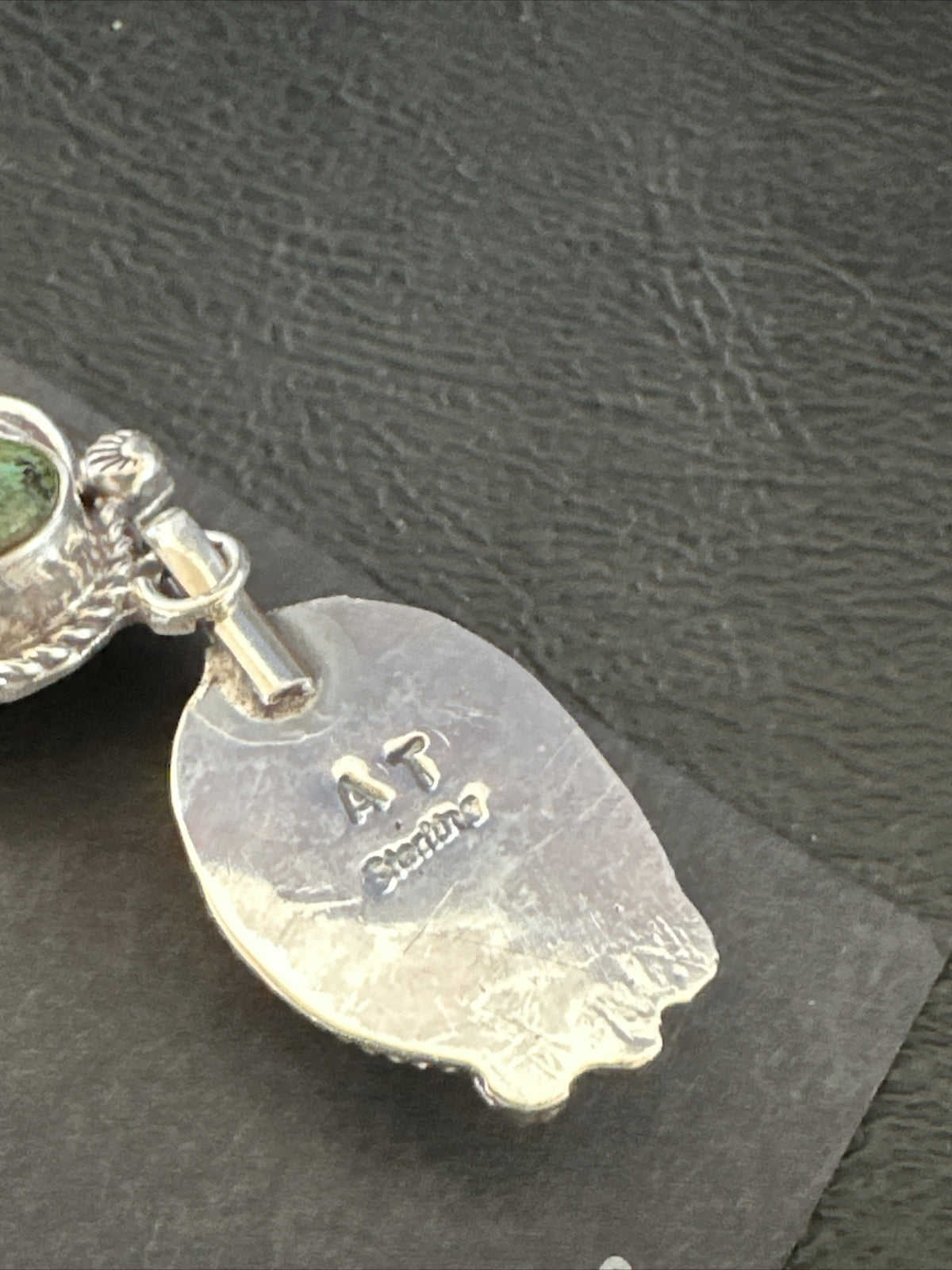 Native Navajo Green Turquoise Sterling Silver Dangle Earrings 2” 17696