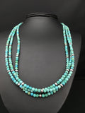 Turquoise 3 Strands Southwestern Necklace 21" | Sterling Silver | Authentic Native American Handmade | 01097