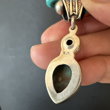Blue Mohave Turquoise Cluster Pendant Navajo Sterling Silver Necklace 20" 19720
