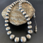Navajo Pearls Graduated Round Seamless Bead Necklace 16" | Sterling Silver | Authentic Native American Handmade