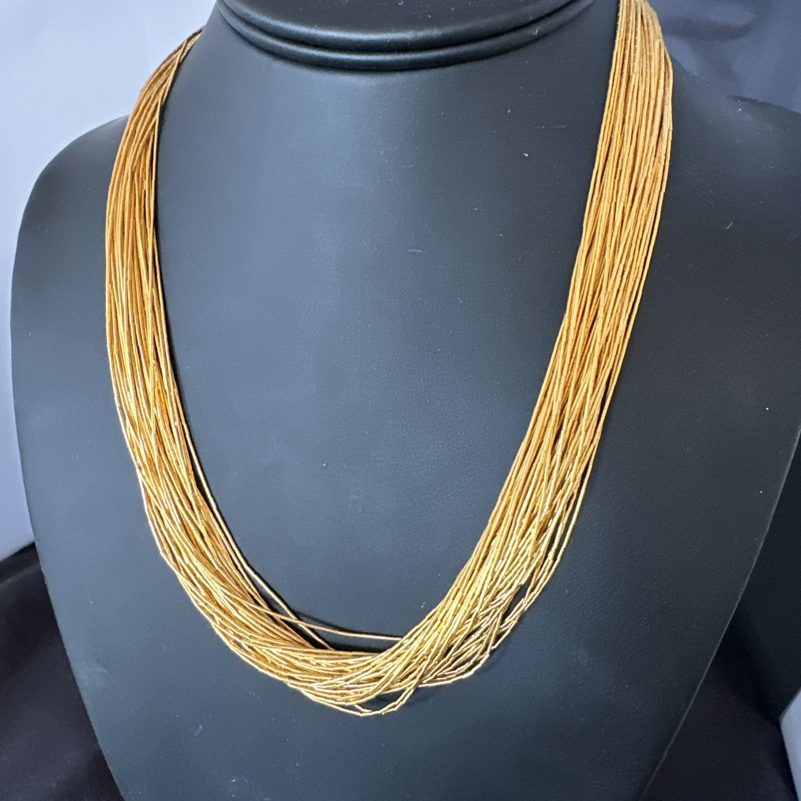 Gold Filled Heishi Tubes 40 Strand 18” Liquid Sterling Silver Necklace 19360