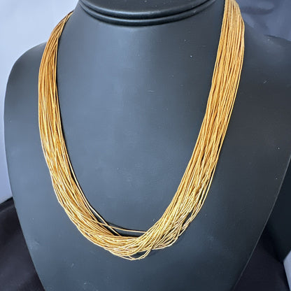 Gold Filled Heishi Tubes 40 Strand 18” Liquid Sterling Silver Necklace 19360