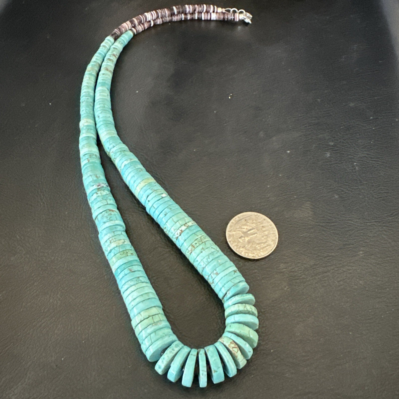 Santo Domingo Stabilized Blue Turquoise Necklace 26” 19599