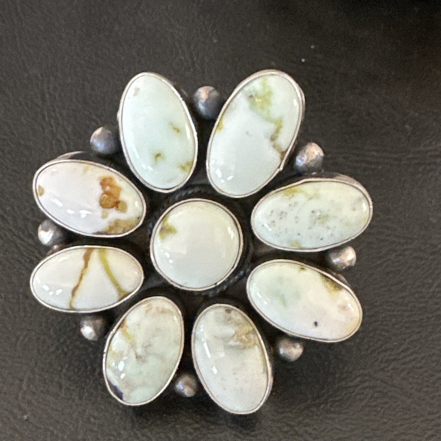Women Blue Dry Creek Turquoise Cluster Navajo Sterling Silver Ring Sz 9 17772