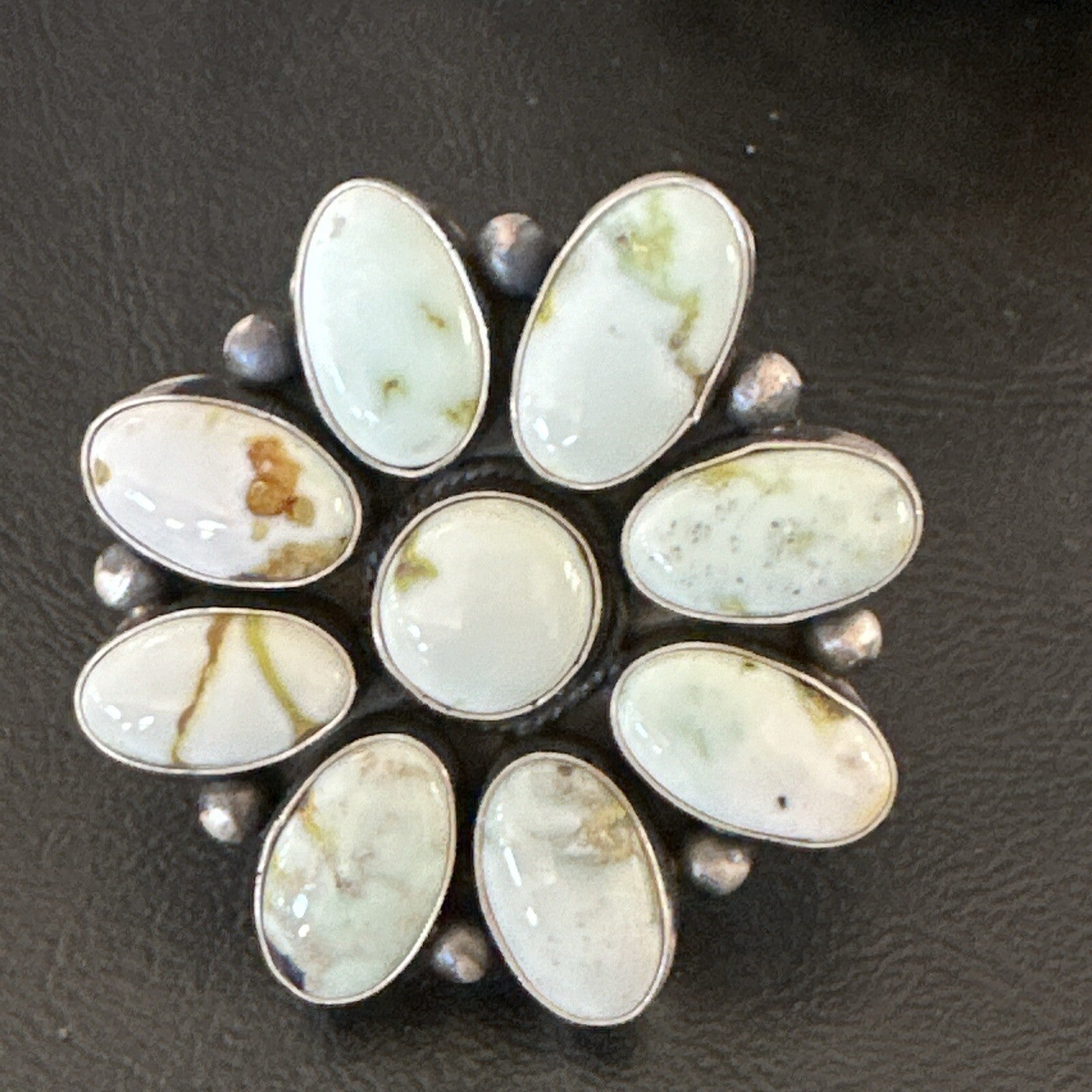 Women Blue Dry Creek Turquoise Cluster Navajo Sterling Silver Ring Sz 9 17772