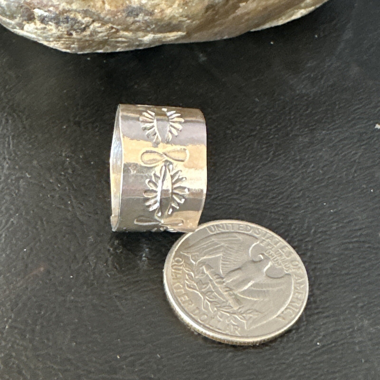 Mens Wide Band Navajo Stamped Sterling Silver Ring Size 9 17162