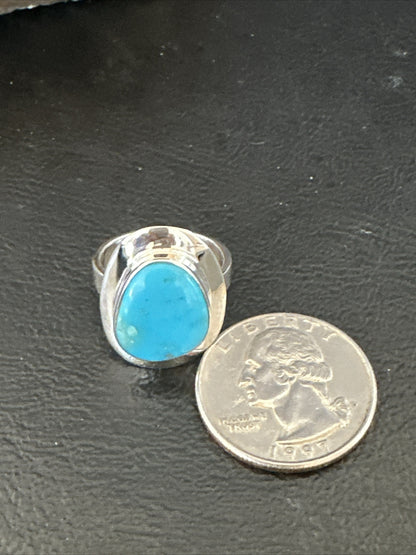 WoMens Sterling Silver Blue Kingman Turquoise Ring Size 7 17682