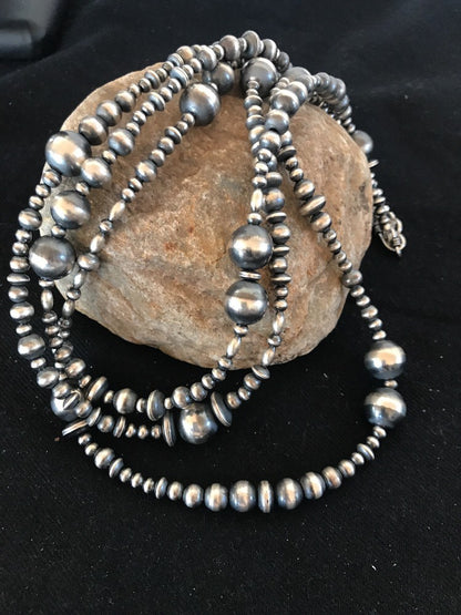 Native American Navajo Pearls Sterling Silver Necklace 3 Strand Removable 94221